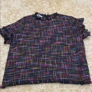H&M Tweed Short Sleeve Blouse, Size 8